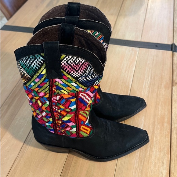 Artisan Shoes - Western 8.5 Cowboy Boot Black Leather Rodeo Cowgirl Handmade